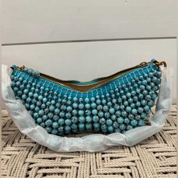 NEW Cult Gaia Mercer turquoise beaded mini shoulder bag - Picture 9 of 12